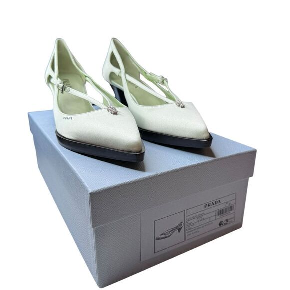 NWT Prada Satin Crisscross Slip On Heels (10) - Picture 2 of 12